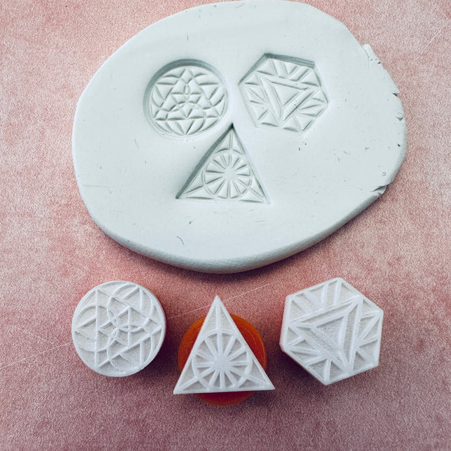 Boho Geo Texture Tips mini clay stamps | geometric small stamping designs - Create Along 