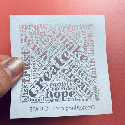 Create Word Cloud Mini Silkscreen – Inspirational Polymer Clay Stencil (2.75") - Create Along 