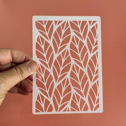 Bay Leaves Leaf Mylar Stencil texture sheet for polymer clay - Create Along 