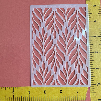 Bargello Leaves Large Leaf Mylar Stencil texture sheet - Create Along 