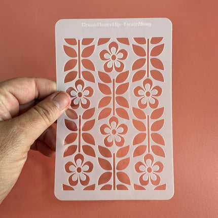 Henna Flower Flip Botanical Mylar Stencil texture sheet - Create Along 