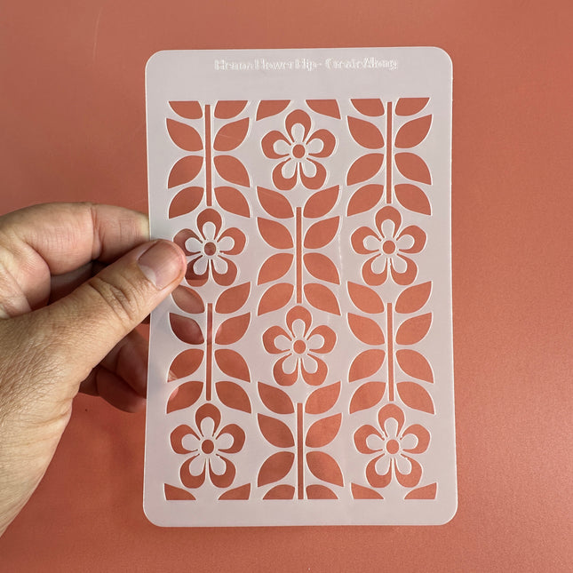 Henna Flower Flip Botanical Mylar Stencil texture sheet - Create Along 