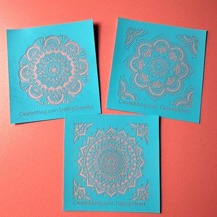 Clay Stencil Scalloped Serenity Mini Mandala silkscreen set - Create Along 