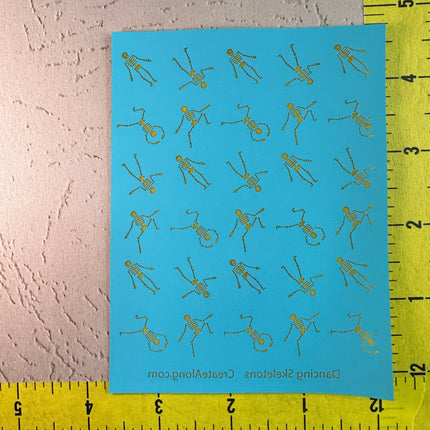 Dancing Skeletons Skull Halloween Silk Screen Stencil for Polymer Clay, Art Jewelry, Mixed Media - Create Along 