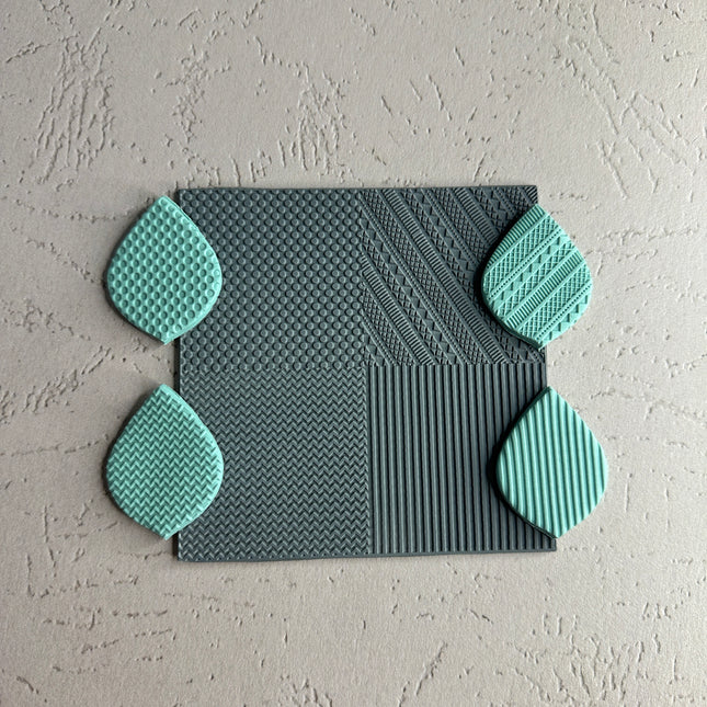 Lines and Dots 4x Texture Tiles Rubber Stamp Sheet - Create Along 