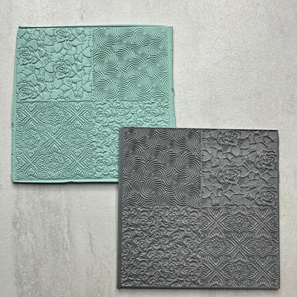 Succulent Swirl 4x Texture Tiles Rubber stamp sheet - Create Along 