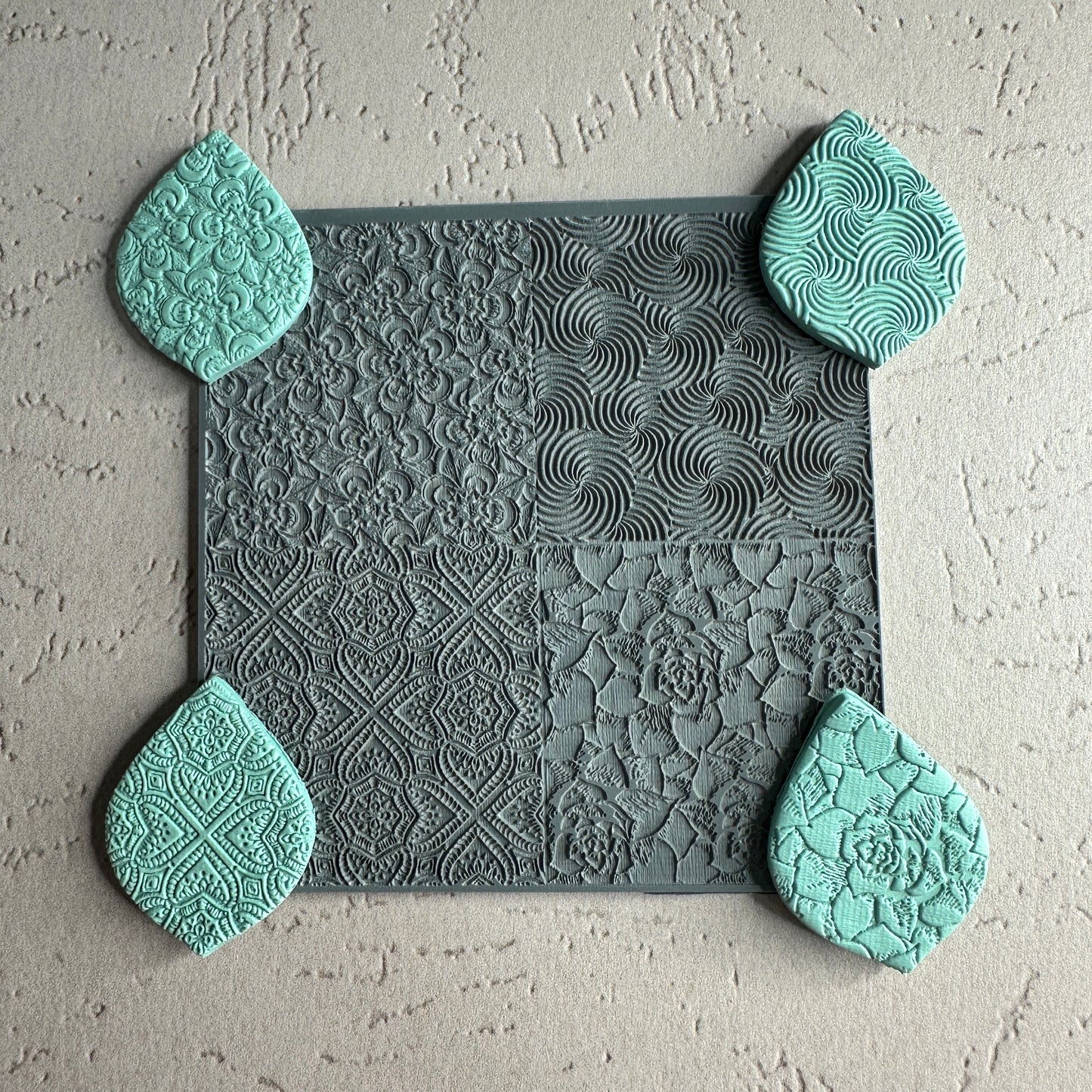 Succulent Swirl 4x Texture Tiles Rubber stamp sheet