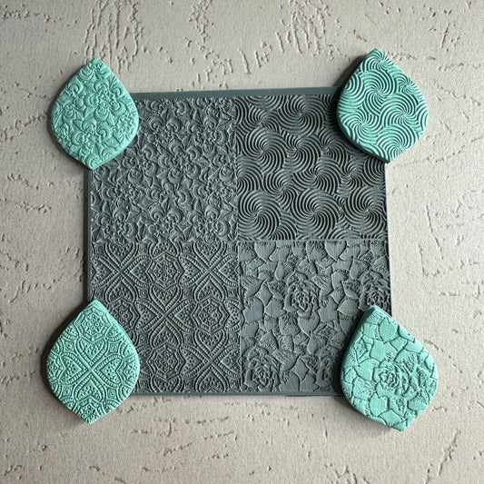 Succulent Swirl 4x Texture Tiles Rubber stamp sheet