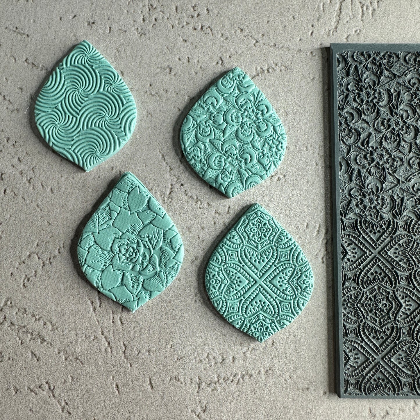 Succulent Swirl 4x Texture Tiles Rubber stamp sheet