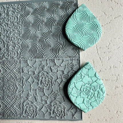 Succulent Swirl 4x Texture Tiles Rubber stamp sheet - Create Along 