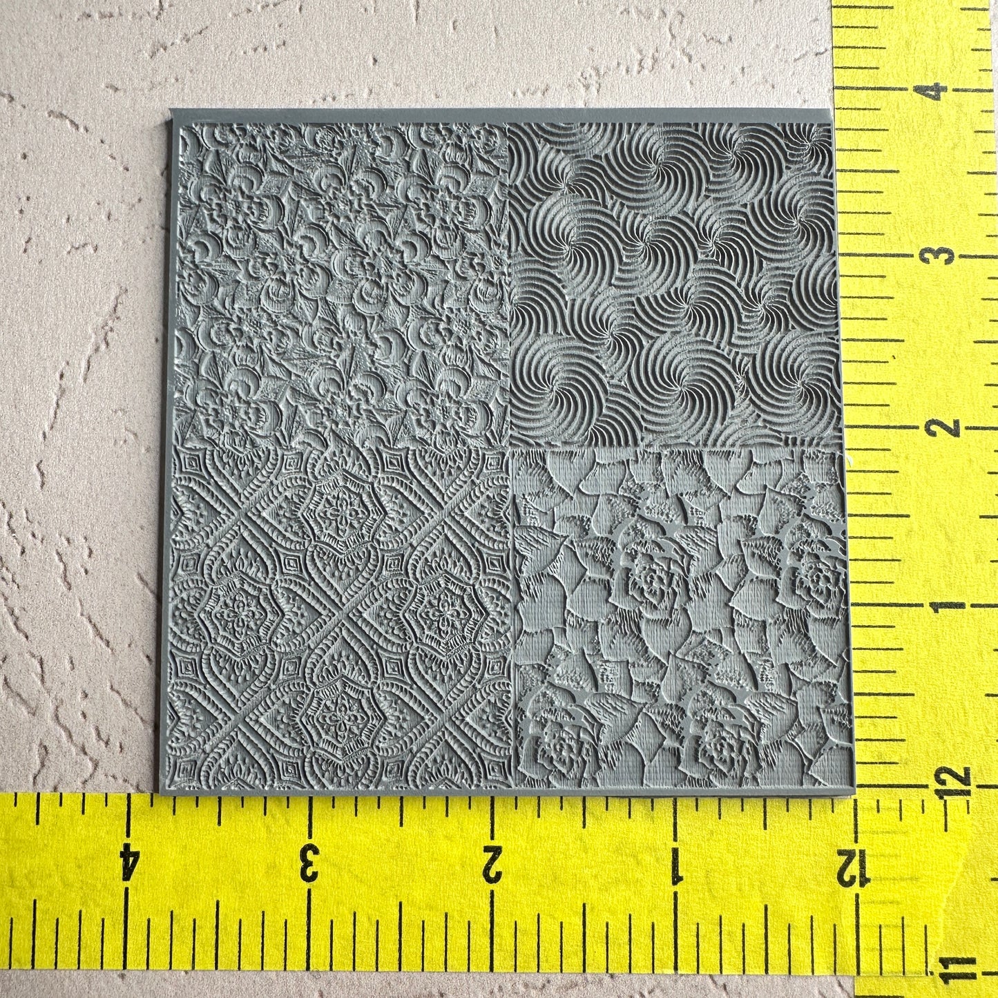 Succulent Swirl 4x Texture Tiles Rubber stamp sheet