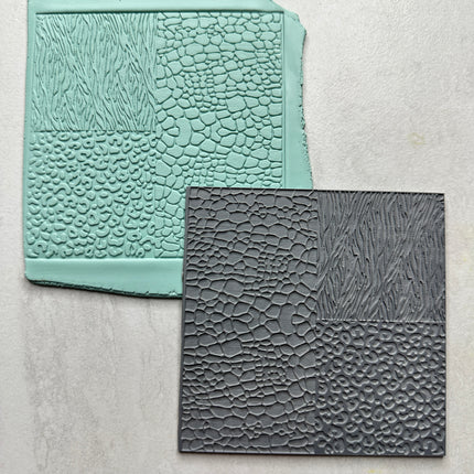 Wild Things 4x Texture Tiles Rubber Stamp Sheet animal prints - Create Along 