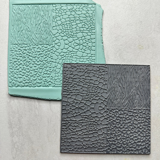 Wild Things 4x Texture Tiles Rubber Stamp Sheet animal prints