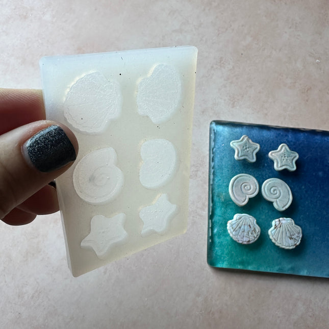 Silicone Seashells Starfish Stud beads clay earring mold - Create Along 