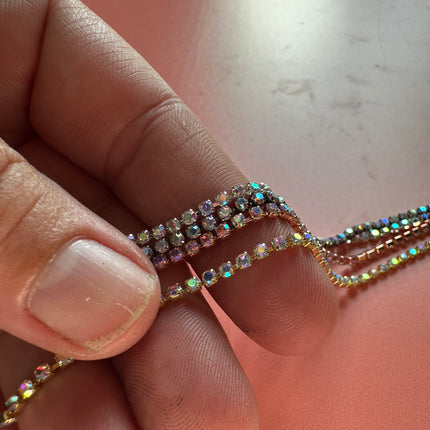 AB Crystal Rhinestone Cup Chain 1 yard 6ss 2mm stones rose gold gunmetal silver - Create Along 