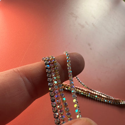 AB Crystal Rhinestone Cup Chain 1 yard 6ss 2mm stones rose gold gunmetal silver - Create Along 