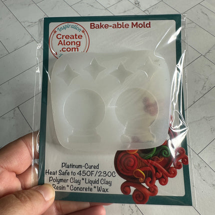 Crystal Ball or Snowglobe silicone earring mold for polymer clay and UV resin - Create Along 