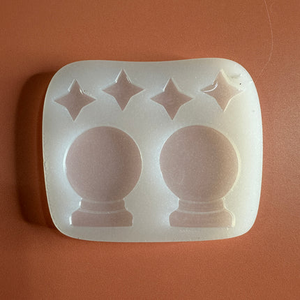 Crystal Ball or Snowglobe silicone earring mold for polymer clay and UV resin - Create Along 