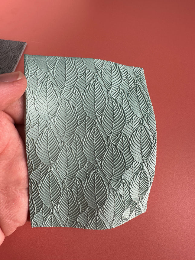 Foliage Leaf pattern polymer clay rubber stamp texture - Create Along 