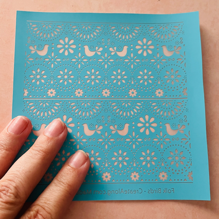 Folk Bird Flower floral folk art Summer Spring Silk screen - Create Along 