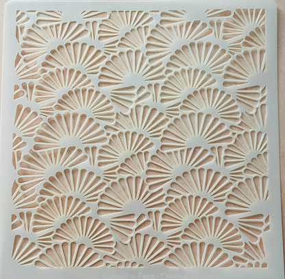 Fluttering Fans Japan decorative Mylar Crafting Stencil pattern - Create Along 