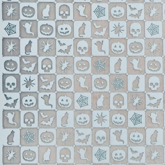 Halloween Tiles pumpkin bat Skull  Silk Screen Stencil for Polymer Clay, Art Jewelry, Mixed Media