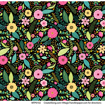 Floral Patterns Magic Transfer Paper half sheet printed ready to use - Create Along 