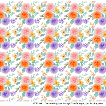 Floral Patterns Magic Transfer Paper half sheet printed ready to use - Create Along 