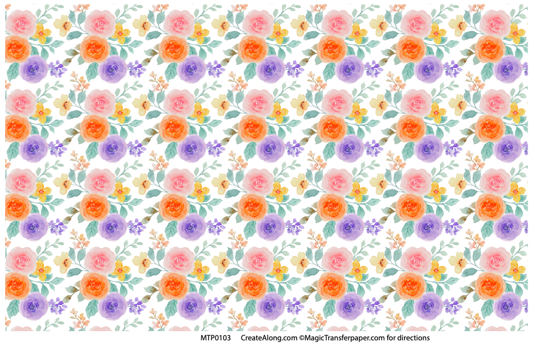 Floral Patterns Magic Transfer Paper half sheet printed ready to use