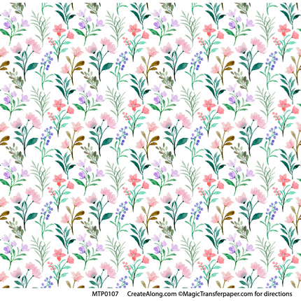 Floral Patterns Magic Transfer Paper half sheet printed ready to use - Create Along 