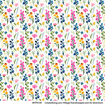 Floral Patterns Magic Transfer Paper half sheet printed ready to use - Create Along 