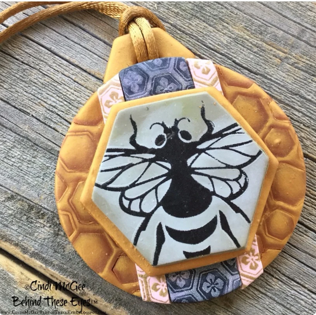Cindi's Floral Honeycomb silkscreen polymer clay bee honey comb silk screen - Create Along 