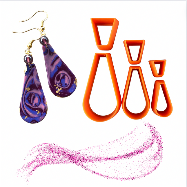 Drop Collar polymer clay cutter set earring pendant jewelry sharp cutters - Create Along 