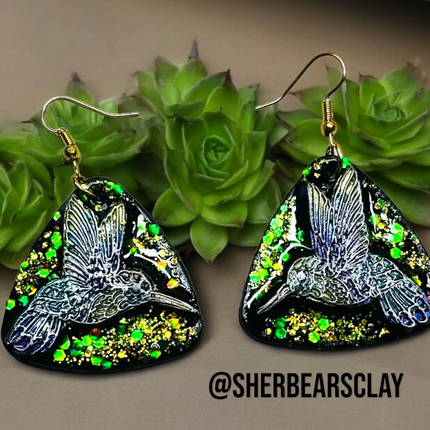 Polymer Clay Rubber deco stamp hummingbird mirrored pair - Create Along 