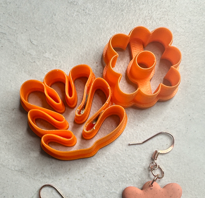 Floopy Flower Polymer Clay Cutter Set – 2-Piece Earring Cutter | Whimsical Flower + Abstract Leaf - Create Along 