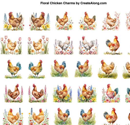 Chicken Charms Magic Transfer Paper Digital Image download for polymer clay