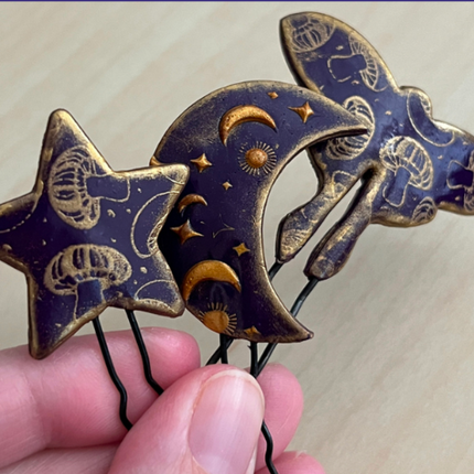 Luna Light Moth Star Moon polymer clay cutter set jewelry earrings pendant small sharp - Create Along 