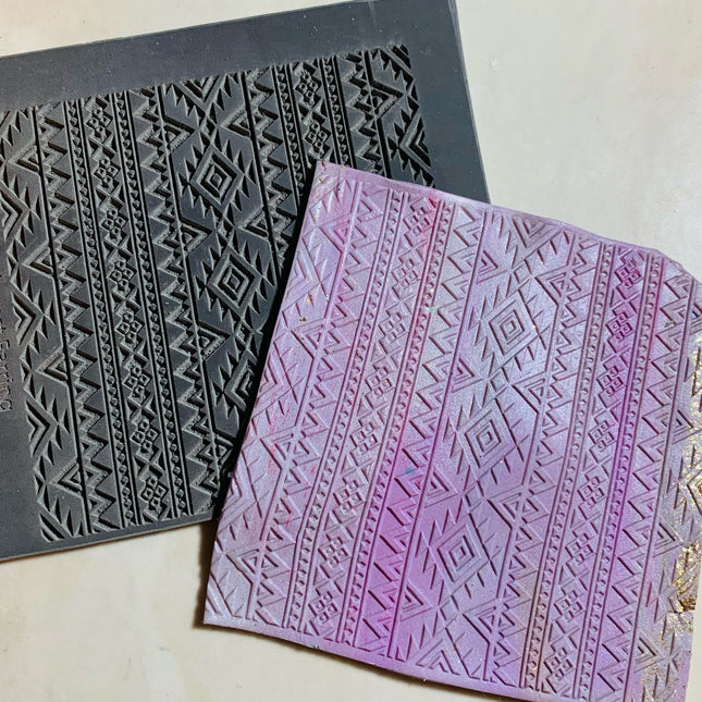 Quilted in the West South west Rubber Stamp Texture Sheet Mat for polymer clay metal clay mixed media art - Create Along 
