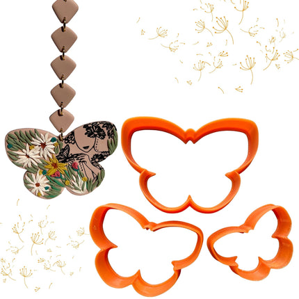 Butterflies clay cutter set | polymer clay butterfly cutter | make butterfly clay earrings | matching set of butterfly cutters - Create Along 