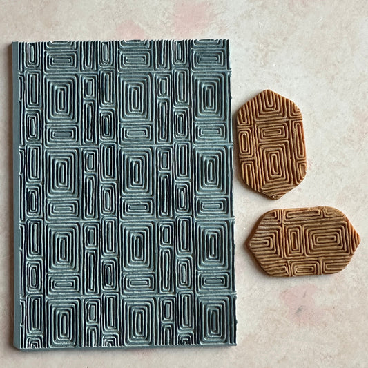 Polymer Clay Rubber Stamp Mod Rectangle Boho geometric pattern - Create Along 