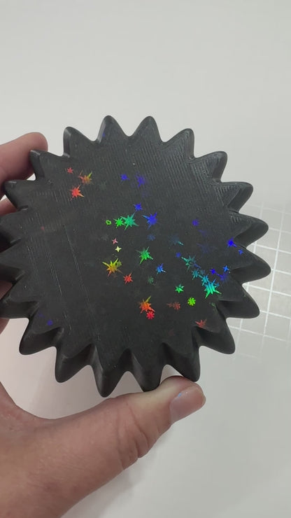 Fluted Starry Tool Cup for Polymer Clay & Sculpting Tools – Hematite Gray with Hidden Star Detail
