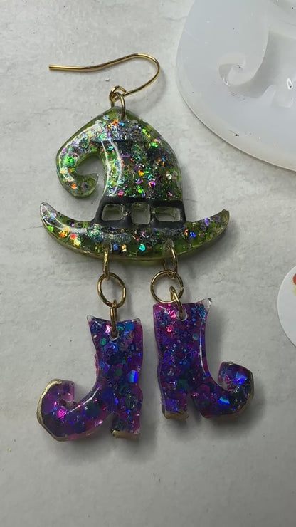 Witch Hat and Cute Shoes silicone mold for UV resin, liquid mediums, polymer clay charms Halloween