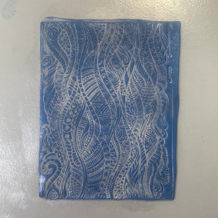 Tendril Tribal Ocean Rubber Stamp Ink medium Texture Sheet for polymer clay gelli plate printing scrapbooking jewelry mixed media - Create Along 