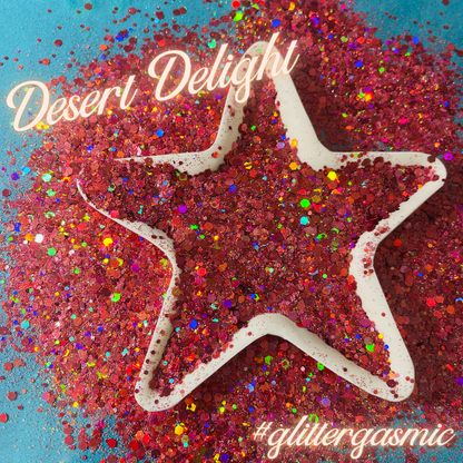 Glitter Desert Delight chunky pink rose holo for pens candles earrings clay resin mugs slime tumblers nail art 2 oz - Create Along 