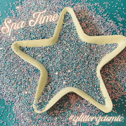 Glitter Spa Time blue pink holo for pens candles earrings clay resin mugs slime tumblers nail art 2 oz - Create Along 