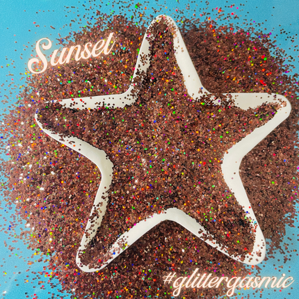 Glitter Sunset Superfine brown holo for pens candles earrings clay resin mugs slime tumblers nail art 2 oz - Create Along 