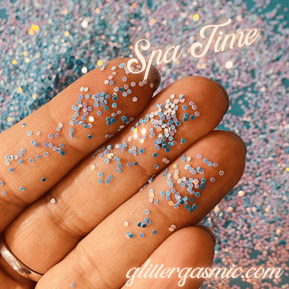 Glitter Spa Time blue pink holo for pens candles earrings clay resin mugs slime tumblers nail art 2 oz - Create Along 