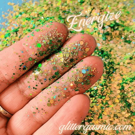 Glitter Energize Chunky green holo for pens candles earrings clay resin mugs slime tumblers nail art 2 oz - Create Along 