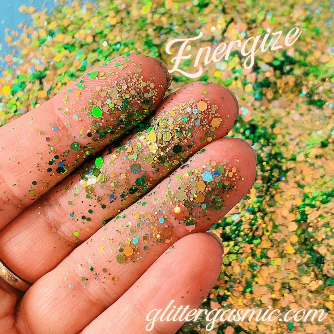 Glitter Energize Chunky green holo for pens candles earrings clay resin mugs slime tumblers nail art 2 oz