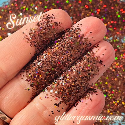Glitter Sunset Superfine brown holo for pens candles earrings clay resin mugs slime tumblers nail art 2 oz - Create Along 